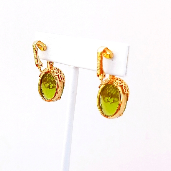 FALL ACORNS BROOCH EARRINGS original box green goldtone Signed Sarah Coventry - Picture 13 of 14